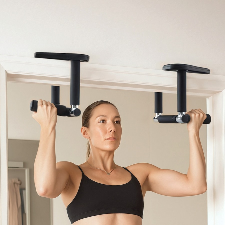 Everfit Pull Up Bar Chin Up Grips Foldable Doorway Gym Portable Black