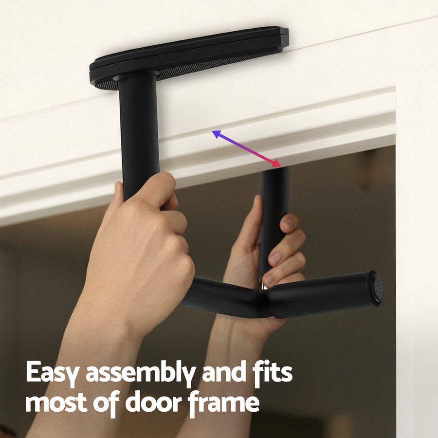 Everfit Pull Up Bar Chin Up Grips Foldable Doorway Gym Portable Black