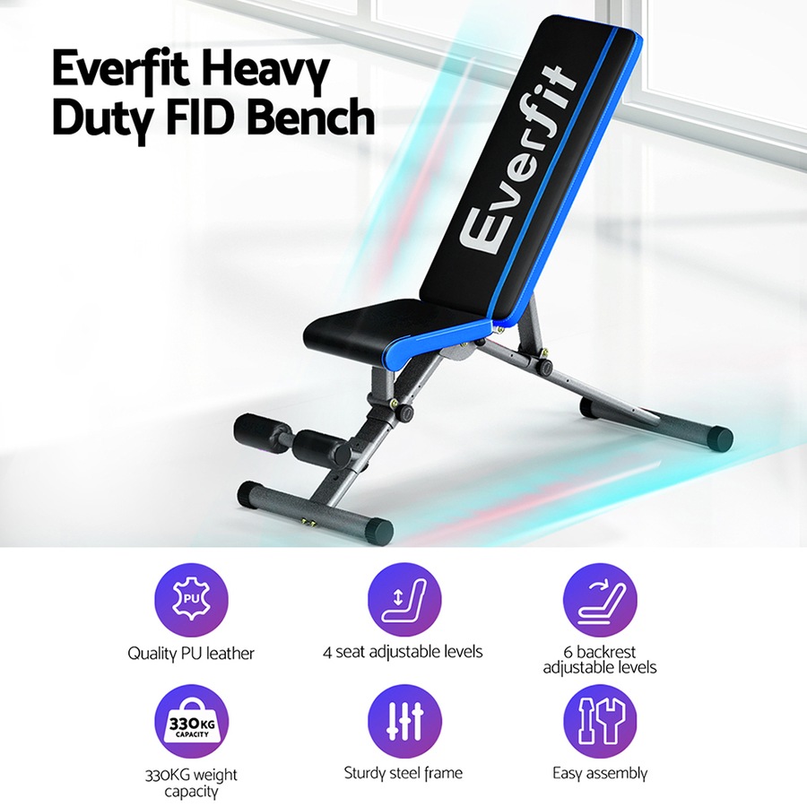 330 kg Capacity Weight Bench Everfit Adjustable FID Bench Press Home Gym