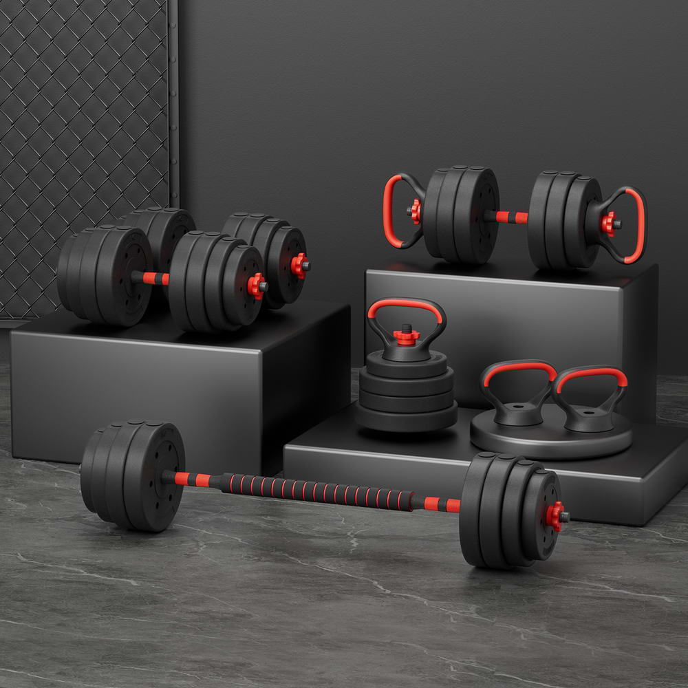 Everfit 40kg Adjustable Dumbbells Set Kettle Bell Weight Plates Barbells Gym Australia