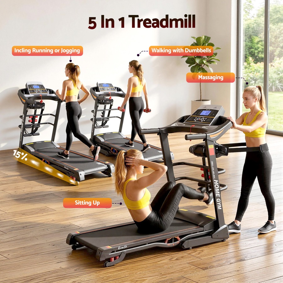 Buy Everfit 48cm Treadmill Auto Incline 5 in 1 Foldable Run Machine ...