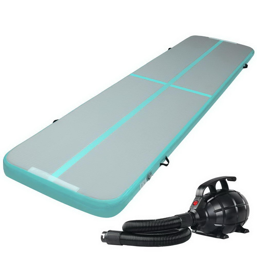 Everfit 4M Air Track Inflatable Gymnastics Mat With Pump Tumbling Mat Green