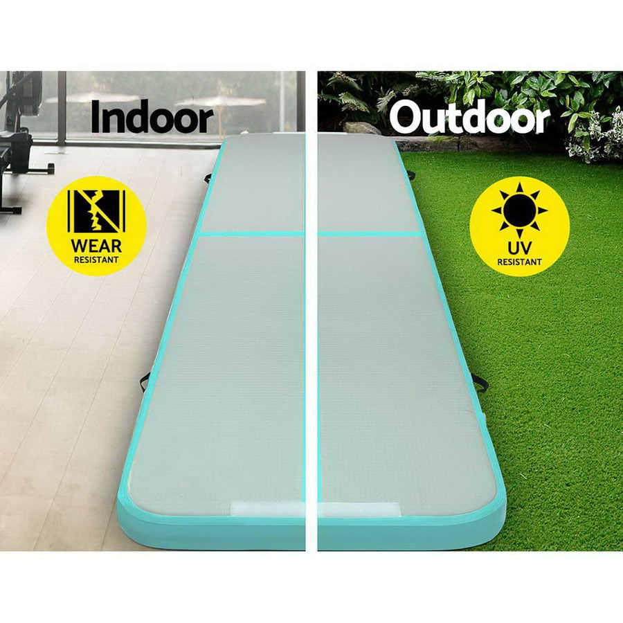 Everfit 4M Air Track Inflatable Gymnastics Mat With Pump Tumbling Mat Green