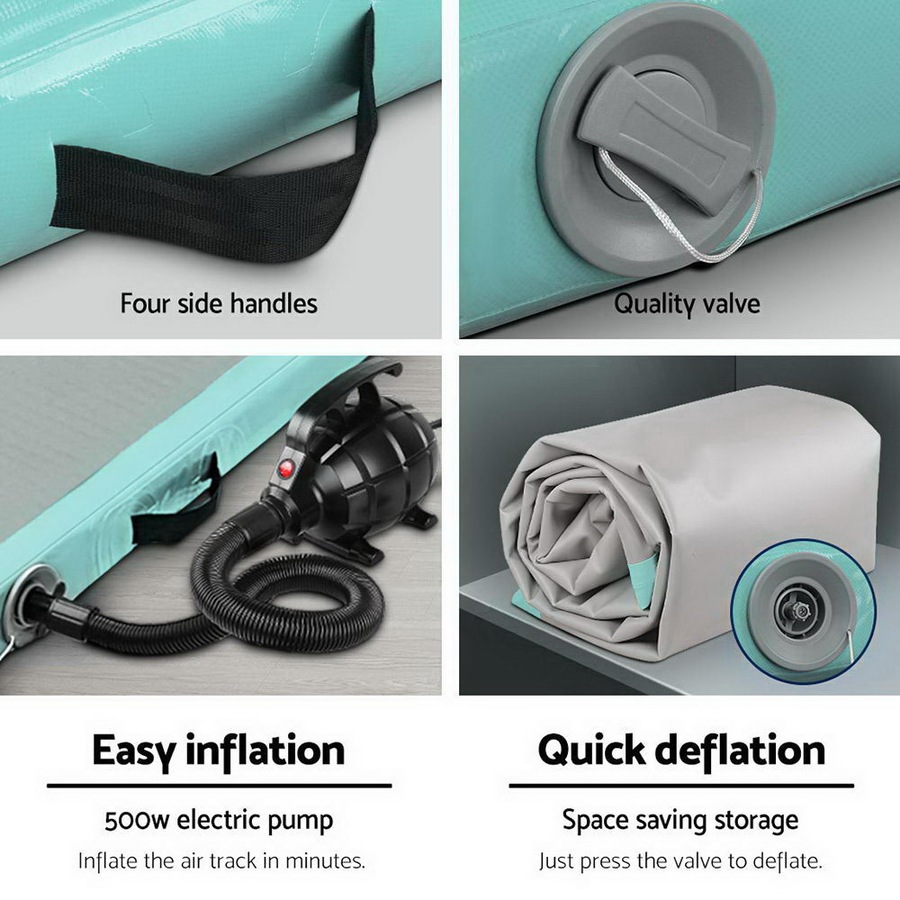 Everfit 4M Air Track Inflatable Gymnastics Mat With Pump Tumbling Mat Green