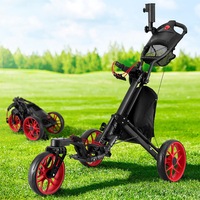 1 x Everfit Golf Buggy Foldable Trolley Golf Cart Swivel Wheel Umbrella Bottle Stand
