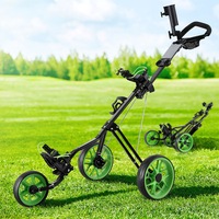 3 Wheels Everfit Golf Buggy Quick Folding Trolley Golf Cart Height Adjustable
