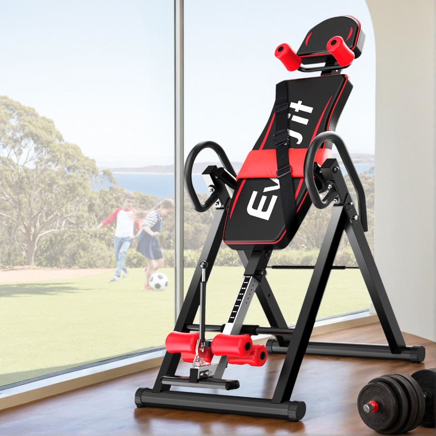 Everfit Inversion Table Gravity Exercise Inverter Back Stretcher Home Gym Black
