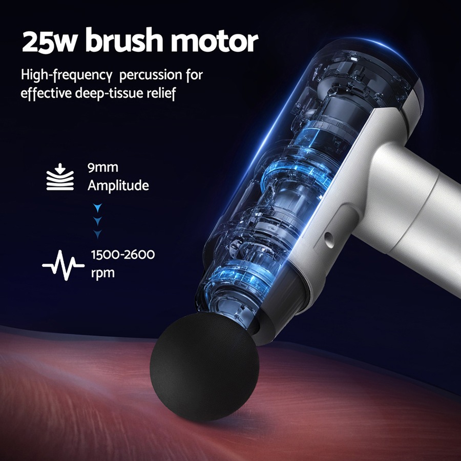 Everfit Massage Gun 30 Speed 6 Heads Vibration Muscle Massager Chargeable Black