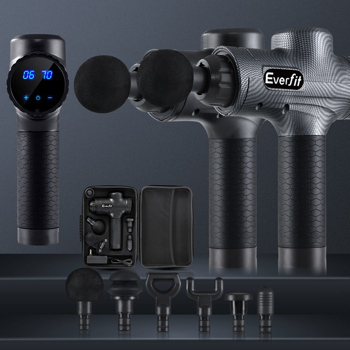 Everfit Massage Gun 6 Heads Massager Electric LCD Vibration Relief