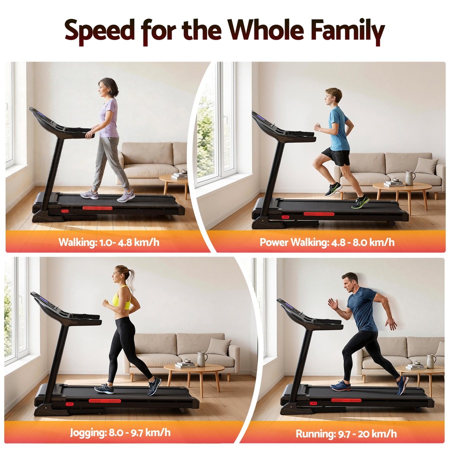 Buy Everfit Auto Incline Treadmill 52cm Belt 3 in 1 Foldable 5HP Run ...