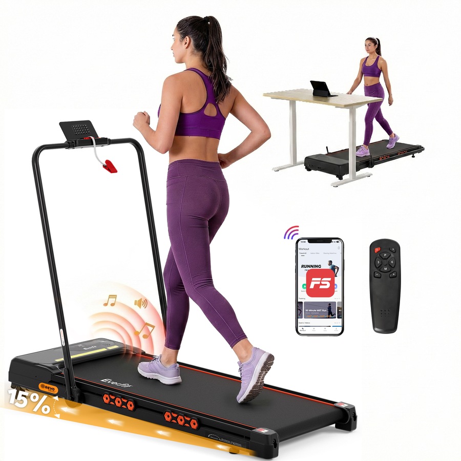 41cm Belt Everfit 3 in 1 Walking Pad 15% Incline Treadmill Foldable Under Desk APP Bluetooth