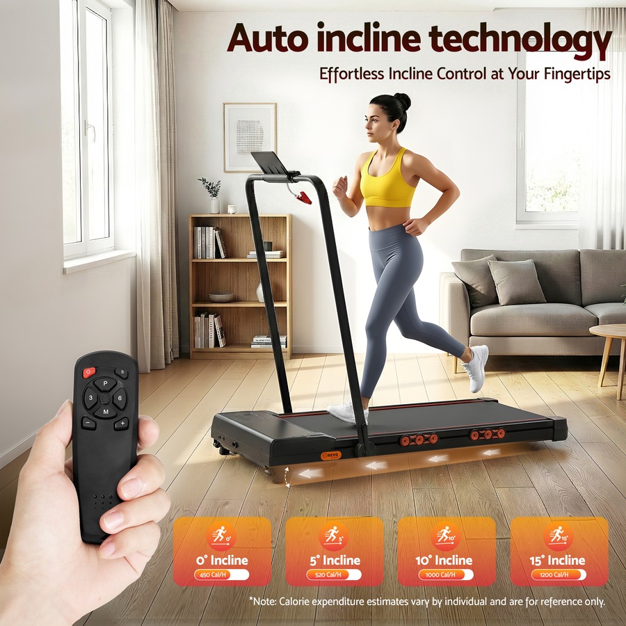 41cm Belt Everfit 3 in 1 Walking Pad 15% Incline Treadmill Foldable Under Desk APP Bluetooth