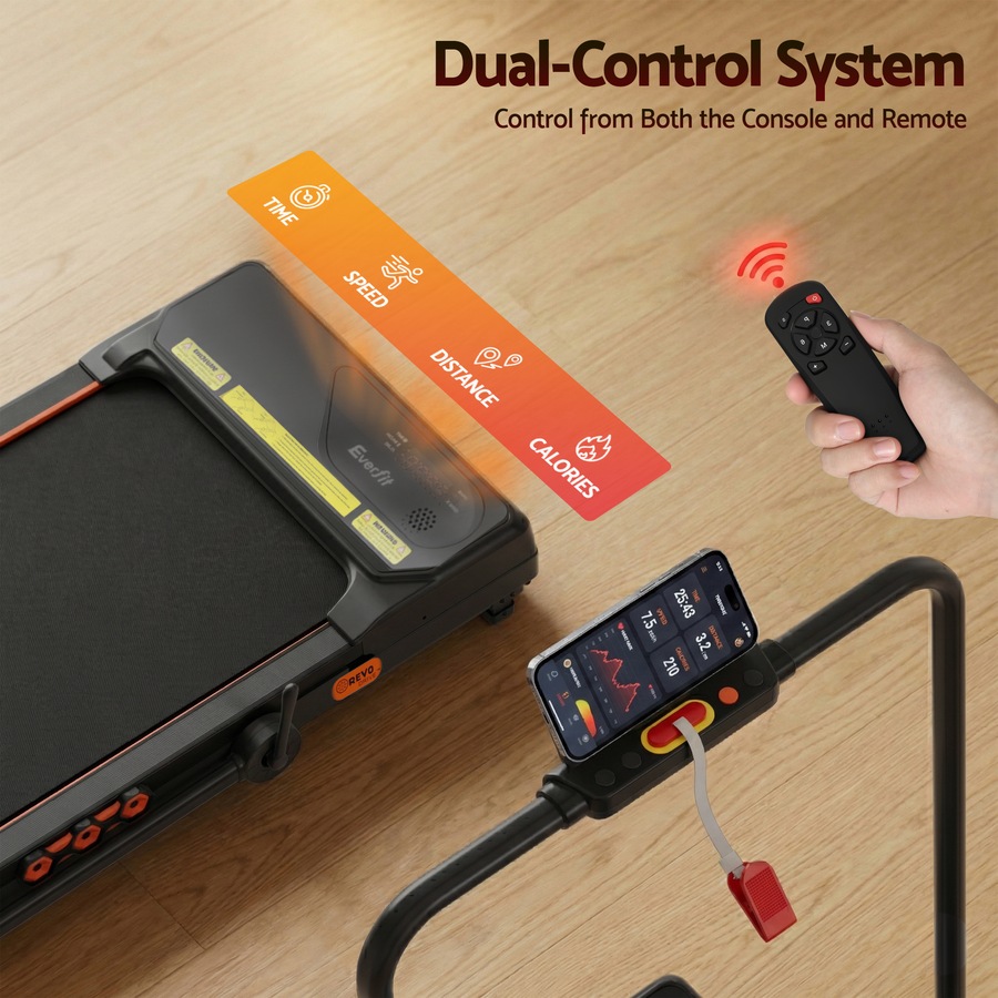 41cm Belt Everfit 3 in 1 Walking Pad 15% Incline Treadmill Foldable Under Desk APP Bluetooth