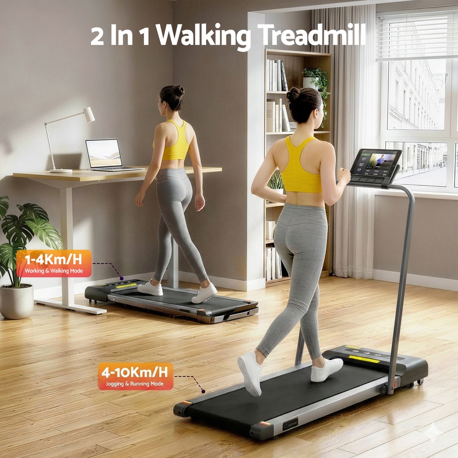 Everfit Walking Pad 38cm Belt 2 in 1 Foldable Treadmill Under Desk Remote Control APP Grey