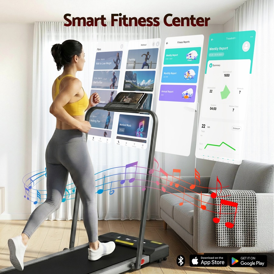 Everfit Walking Pad 38cm Belt 2 in 1 Foldable Treadmill Under Desk Remote Control APP Grey