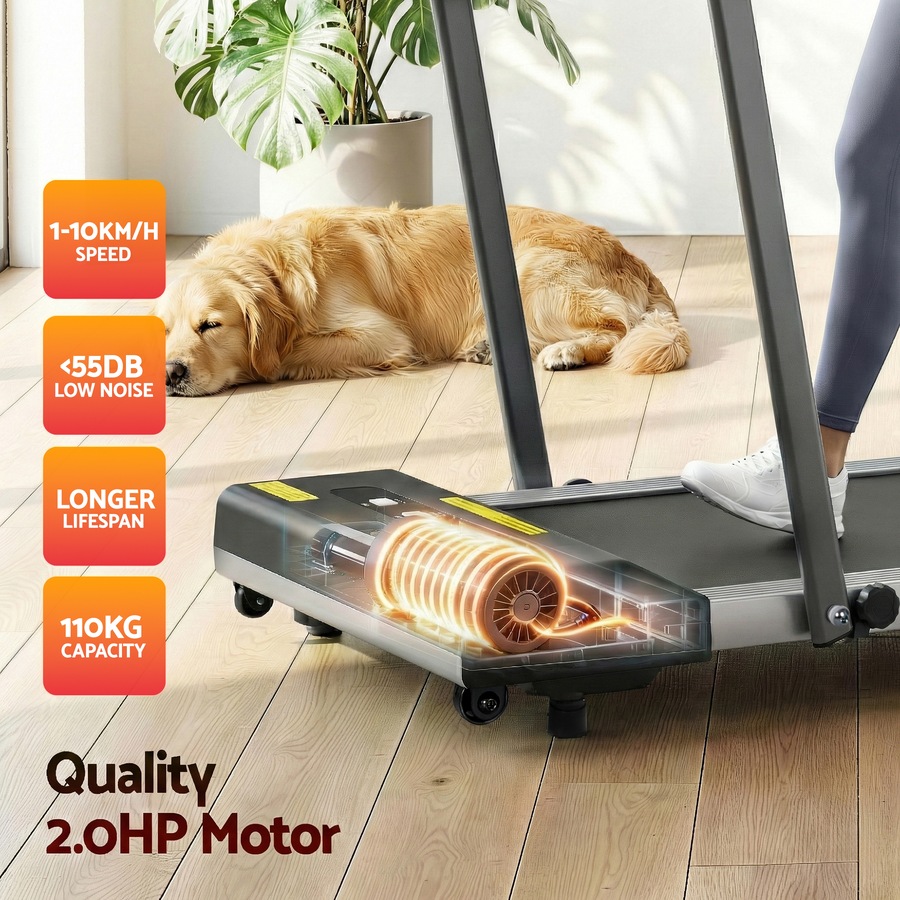 Everfit Walking Pad 38cm Belt 2 in 1 Foldable Treadmill Under Desk Remote Control APP Grey