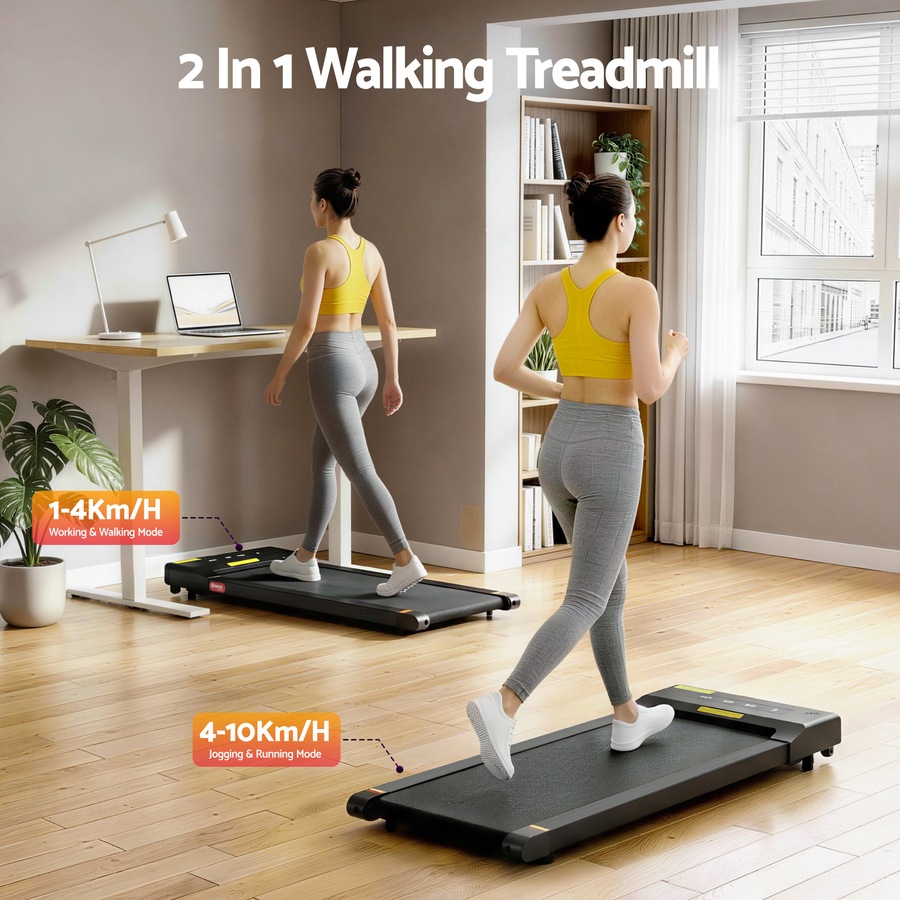 Everfit 40cm Walking Pad 2 in 1 Treadmill Foldable Under Desk Remote Control APP Bluetooth Black