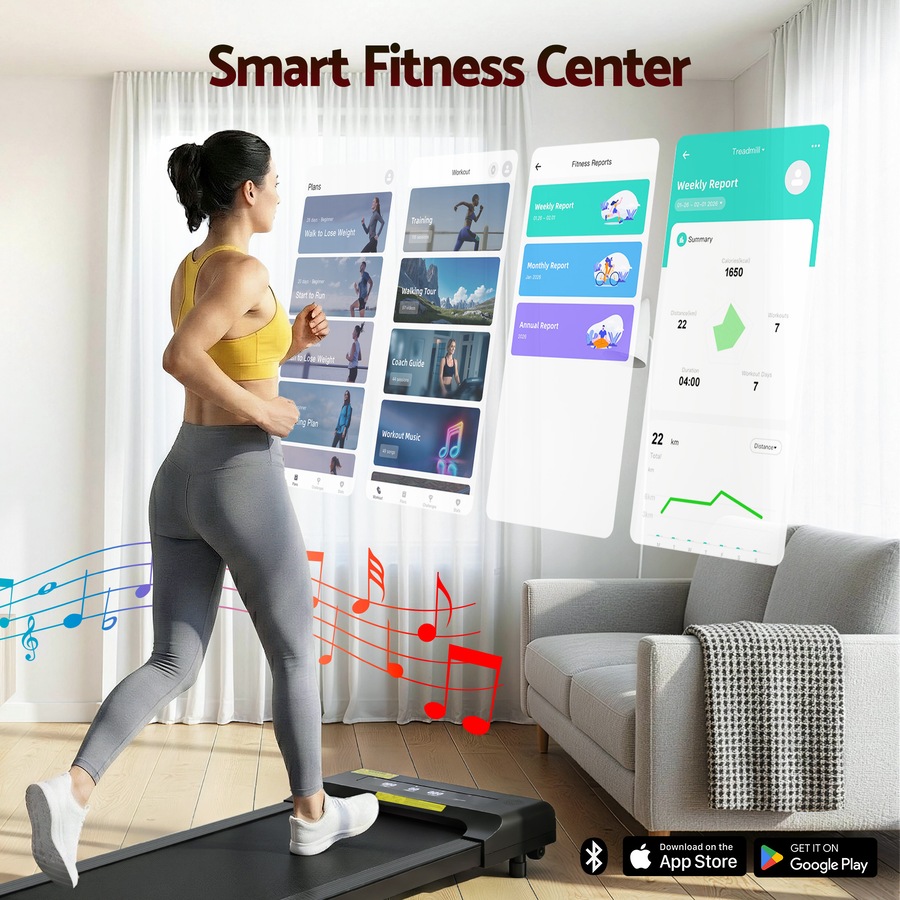 Everfit 40cm Walking Pad 2 in 1 Treadmill Foldable Under Desk Remote Control APP Bluetooth Black