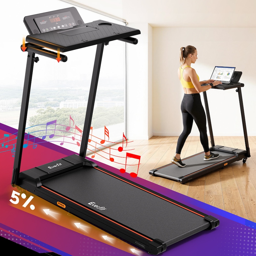 Everfit Incline Treadmill 42cm Belt 3 in 1 Foldable Walking Pad with Workstation APP Bluetooth