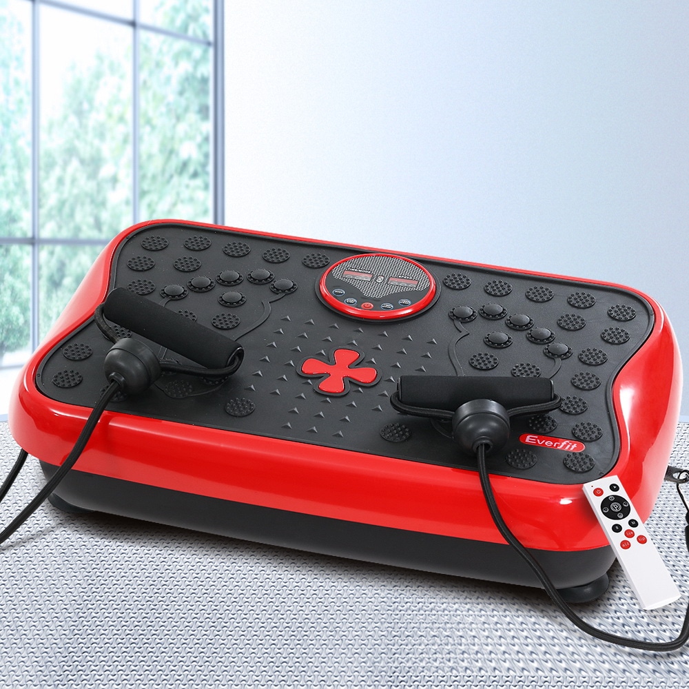 Everfit Vibration Machine Platform Vibrator with Resistance Rope Home Gym Red Australia