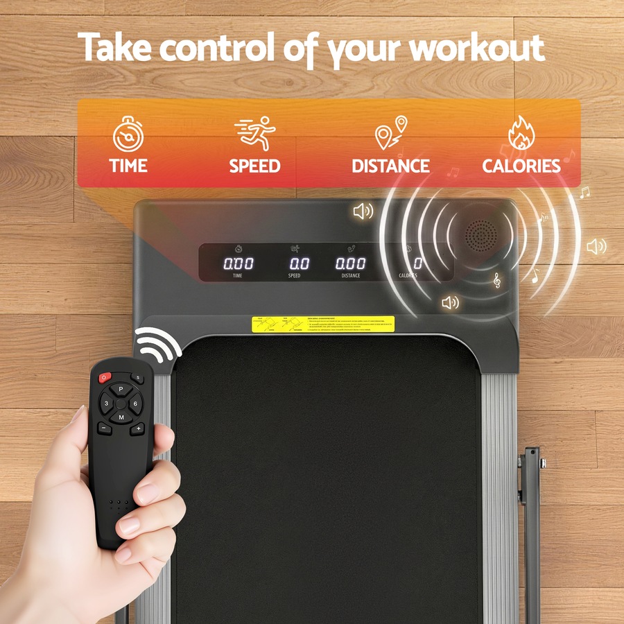 Everfit Walking Pad 38cm Belt 2 in 1 Foldable Treadmill Under Desk Remote Control APP Grey