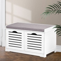 2 Drawers Artiss Shoe Rack Cabinet Bench White Caye