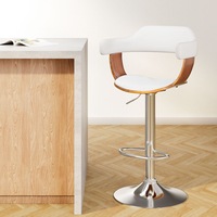 1X Artiss Bar Stools Gas Lift Leather w/Armrest White
