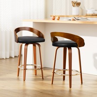 2x Artiss Bar Stools Swivel Seat Curving Backrest
