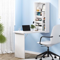 1x Artiss Computer Desk Bookshelf Wall Mount White