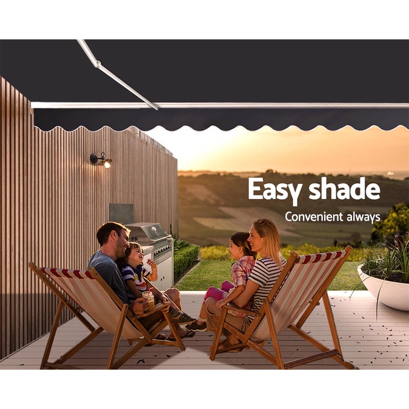 2M x 1.5M Outdoor Folding Arm Awning Retractable Shade Sail Grey Buy