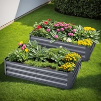 2x Green Fingers Garden Bed 150x90cm Planter Box Raised Container Galvanised Herb