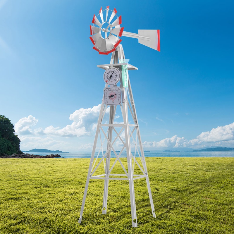 Garden Windmill 6FT 180cm Metal Ornaments Outdoor Decor Ornamental Wind