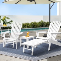 Adirondack Gardeon 3PC Outdoor Chairs Wooden Sun Lounge Beach Patio White