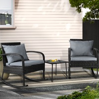 Gardeon Outdoor Furniture Rocking Chair Wicker Garden Patio Lounge Setting Black