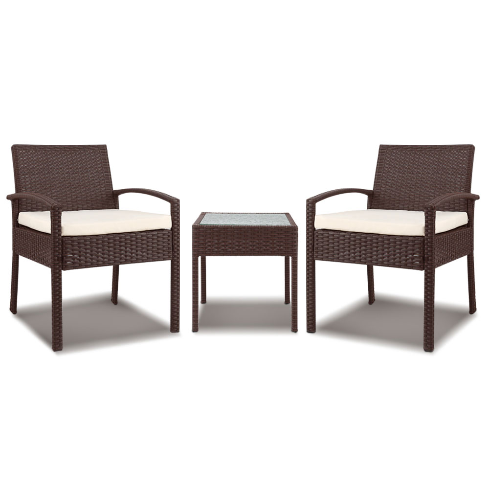 3 Piece Wicker Outdoor Lounge Setting Patio Furniture Rattan Set Cushion Buy 2 Seat Lounge Sets 9350062158104