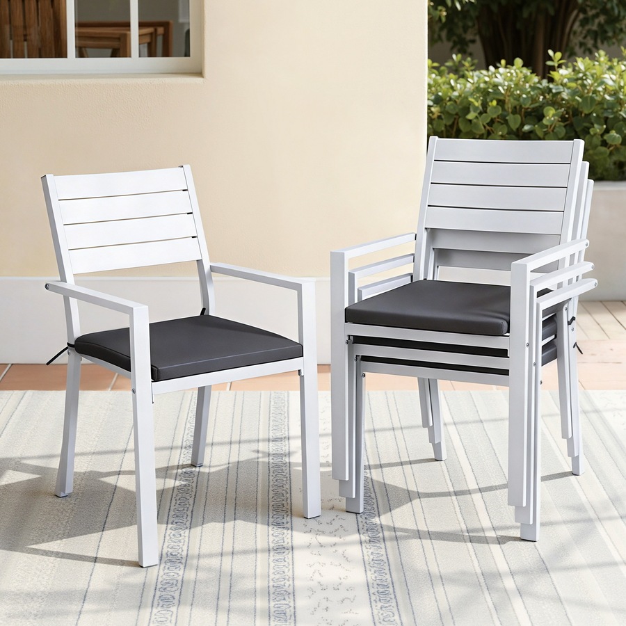 Gardeon 4PC Outdoor Dining Chairs Stackable Aluminum Lounge Chair Patio Furniture