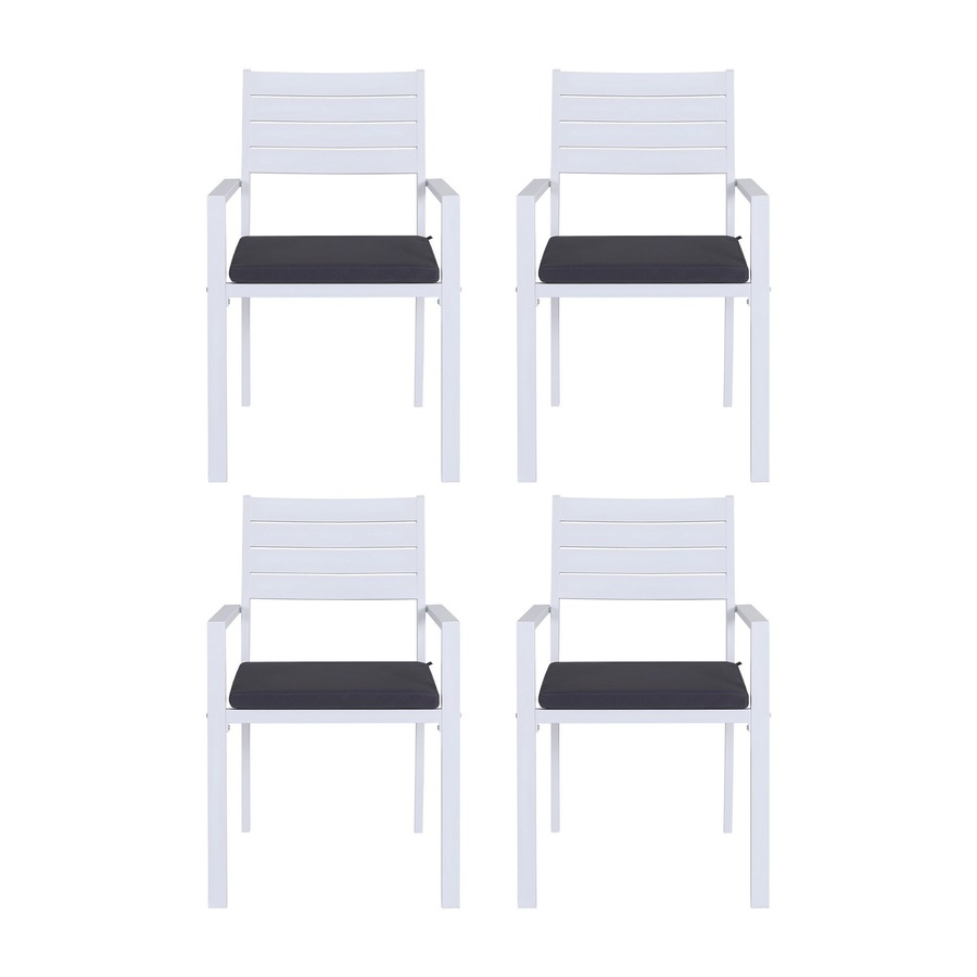 Gardeon 4PC Outdoor Dining Chairs Stackable Aluminum Lounge Chair Patio Furniture