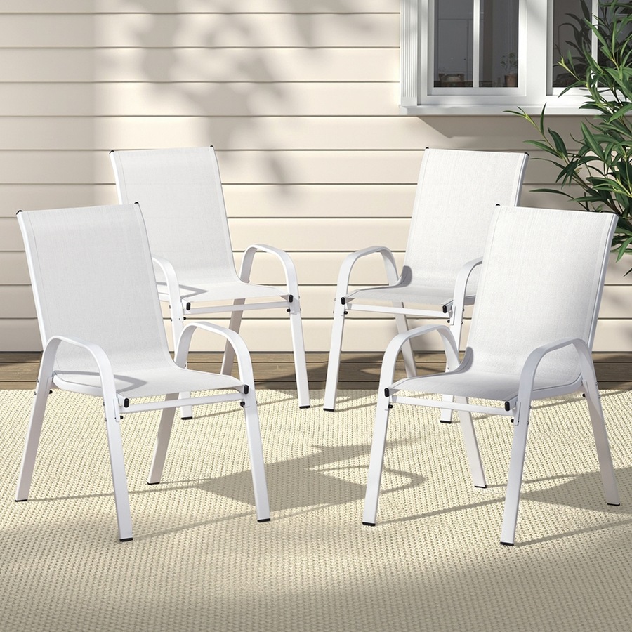Buy Gardeon 4PC Outdoor Dining Chairs Stackable Lounge Chair Patio ...