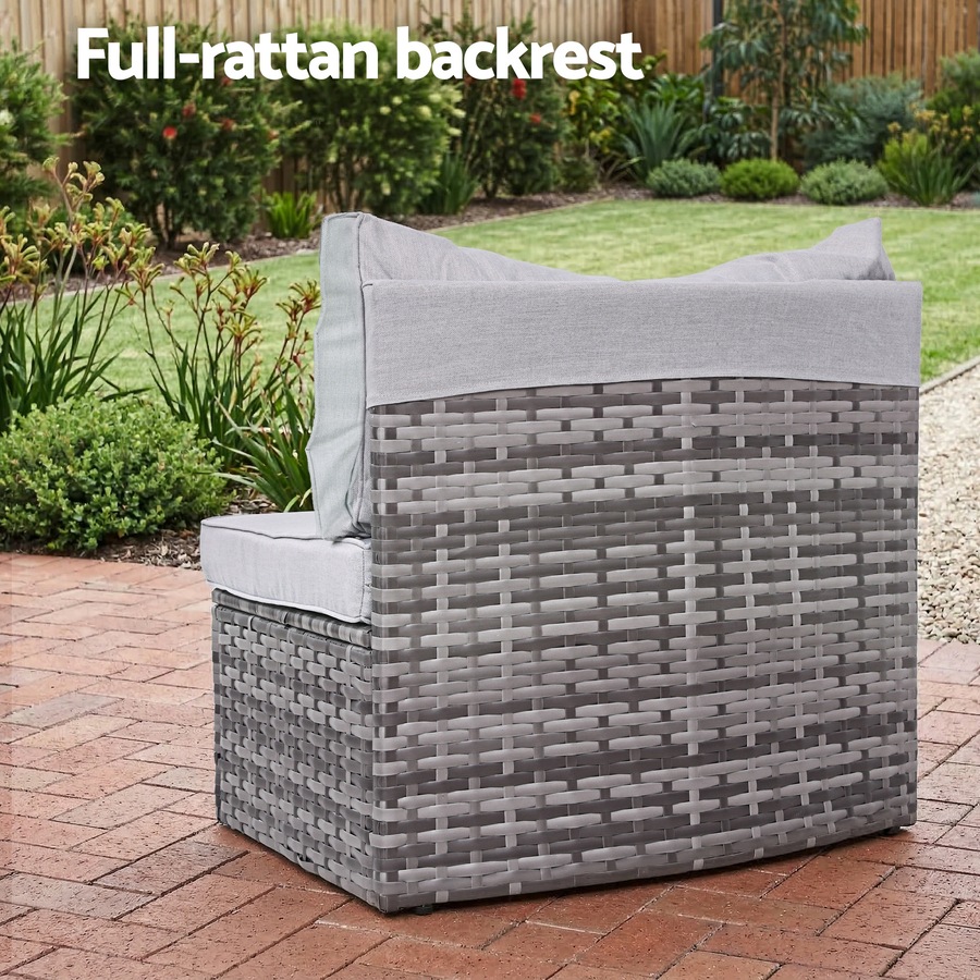 Gardeon 6 Seater Outdoor Sofa Set 9PCS Round Table Chair Set Garden Rattan Patio Furniture