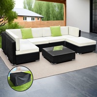 Gardeon 7 PCS Outdoor Furniture Outdoor Sofa Set Wicker Lounge Setting w/ Storage Cover