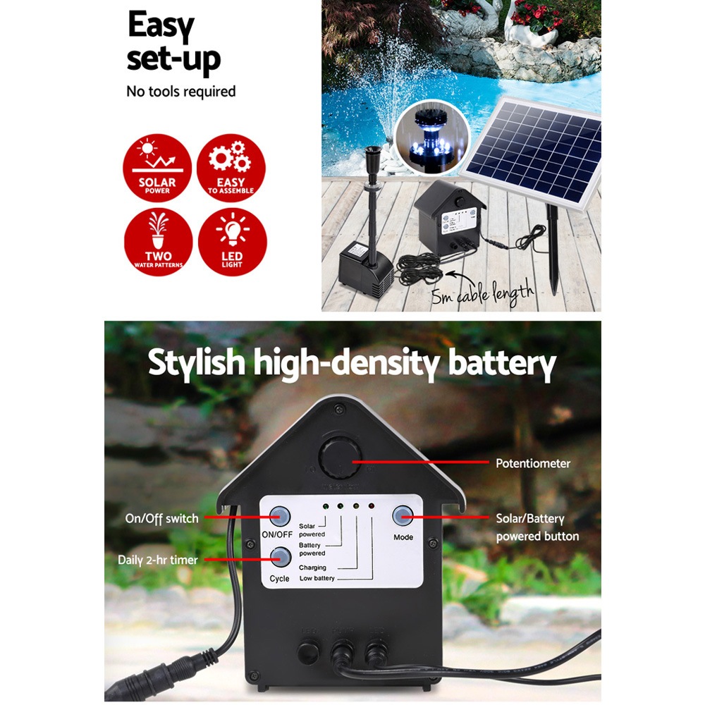 Buy 6.6FT Gardeon Solar Pond Fountain Water Pump Submersible With ...