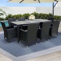 Aluminum Gardeon Outdoor Dining Set 9 Piece Wicker Lounge Setting Black