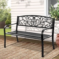 3 Seater Gardeon Outdoor Garden Bench Seat Steel Outdoor Furniture Park Black