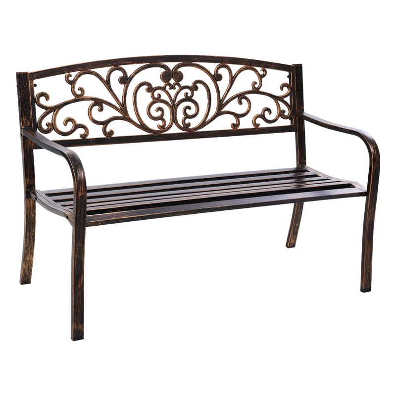 Buy Gardeon Outdoor Garden Bench Seat Steel Iron Lounge Chair Patio ...