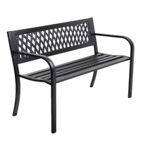 2 Seater Gardeon Outdoor Garden Bench Seat Steel Outdoor Furniture Park Black