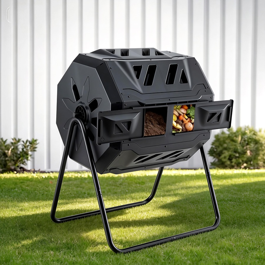 Gardeon Compost Bin Dual-Chamber 160L Composter Tumbler Rotating Waste Recycle