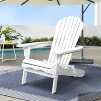 Adirondack Gardeon Outdoor Chairs Wooden Foldable Beach Chair Patio Furniture White