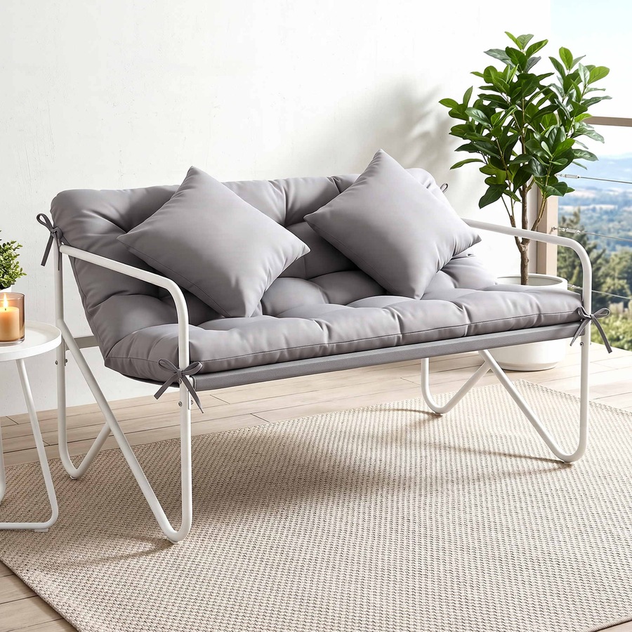 Buy Gardeon Garden Bench 2 Seater Outdoor Sofa Metal with Cushion 118cm ...