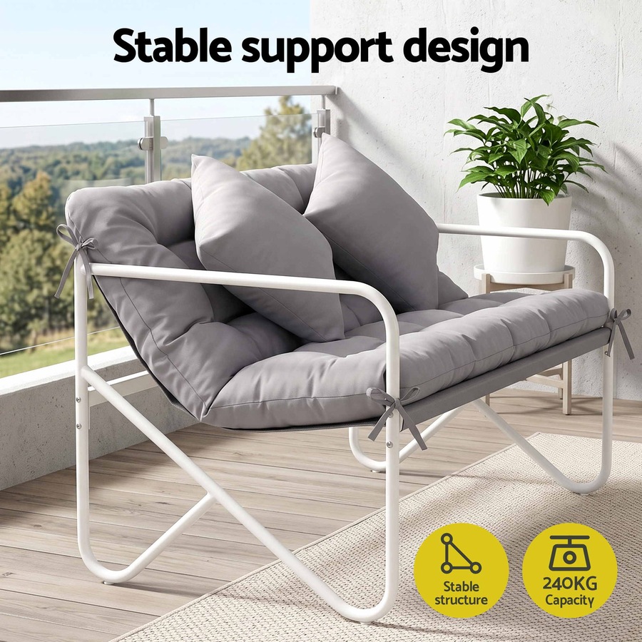 Buy Gardeon Garden Bench 2 Seater Outdoor Sofa Metal with Cushion 118cm ...