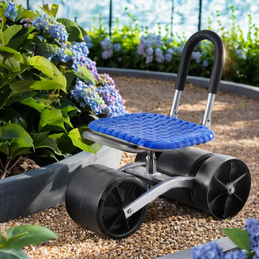 130kg Gardeon Garden Stool Seat Kneeler Foldable with Wheels Blue